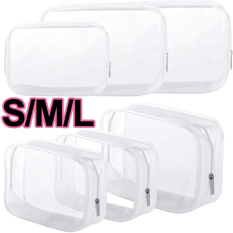 Transparent Waterproof PVC Makeup Bag Small Large Clear Cosmetic Bags Portable Travel Toiletry Wash Organizer Case Storage Pouch