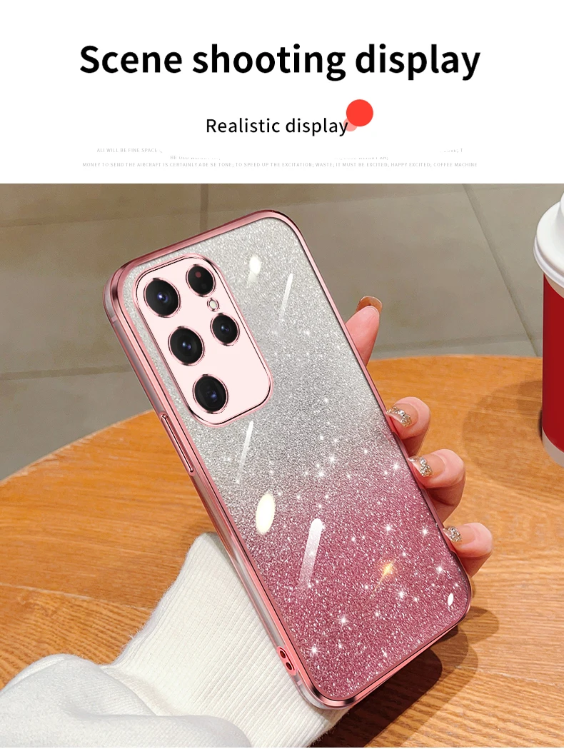 Gradient Glitter Electroplated Case For Samsung Galaxy S24 S23 S22 S21 S20 FE Plus Note 20 Ultra Soft TPU Silicone Back_voghion.com