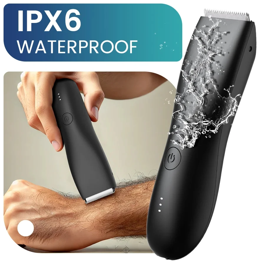 [IPX6] Men's Groin/Body Trimmer w/ SkinSafe - Foil Blades & Precision, Rechargeable Ball Shaver for Sensitive Skin