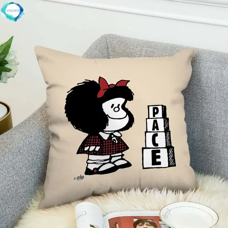 

Mafalda Cushion Cover 45x45 Cushions Covers For Bed Pillows Pillow Cases Decorative Short Plush Pillowcase Car Sofa 45*45 Throw