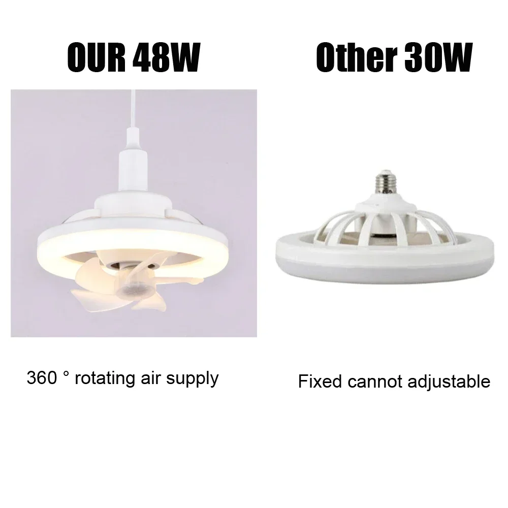 60W Ceiling Fan E27 With Led Light And Remote Control 360 &deg; Rotation Cooling Electric fan Lamp Chandelier For Room Home Decor ceiling fan led ceiling fan lights electric fan led fan light