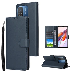 Premium Magnetic Leather Wallet Case with Card Slot and Stand Function for Redmi 9AT (Dark blue)