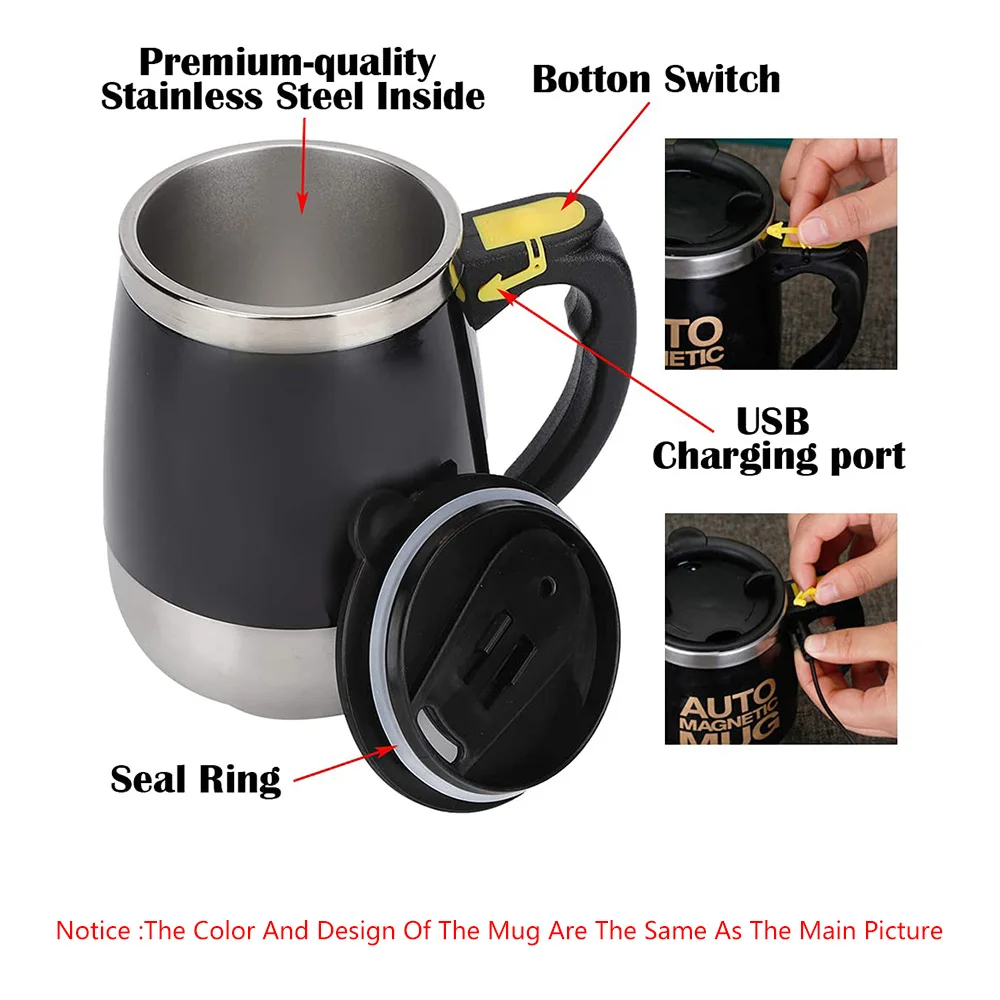 Self Stirring Mug Auto Mixing Cup Black Tea Coffee Milk Magnetic Travel