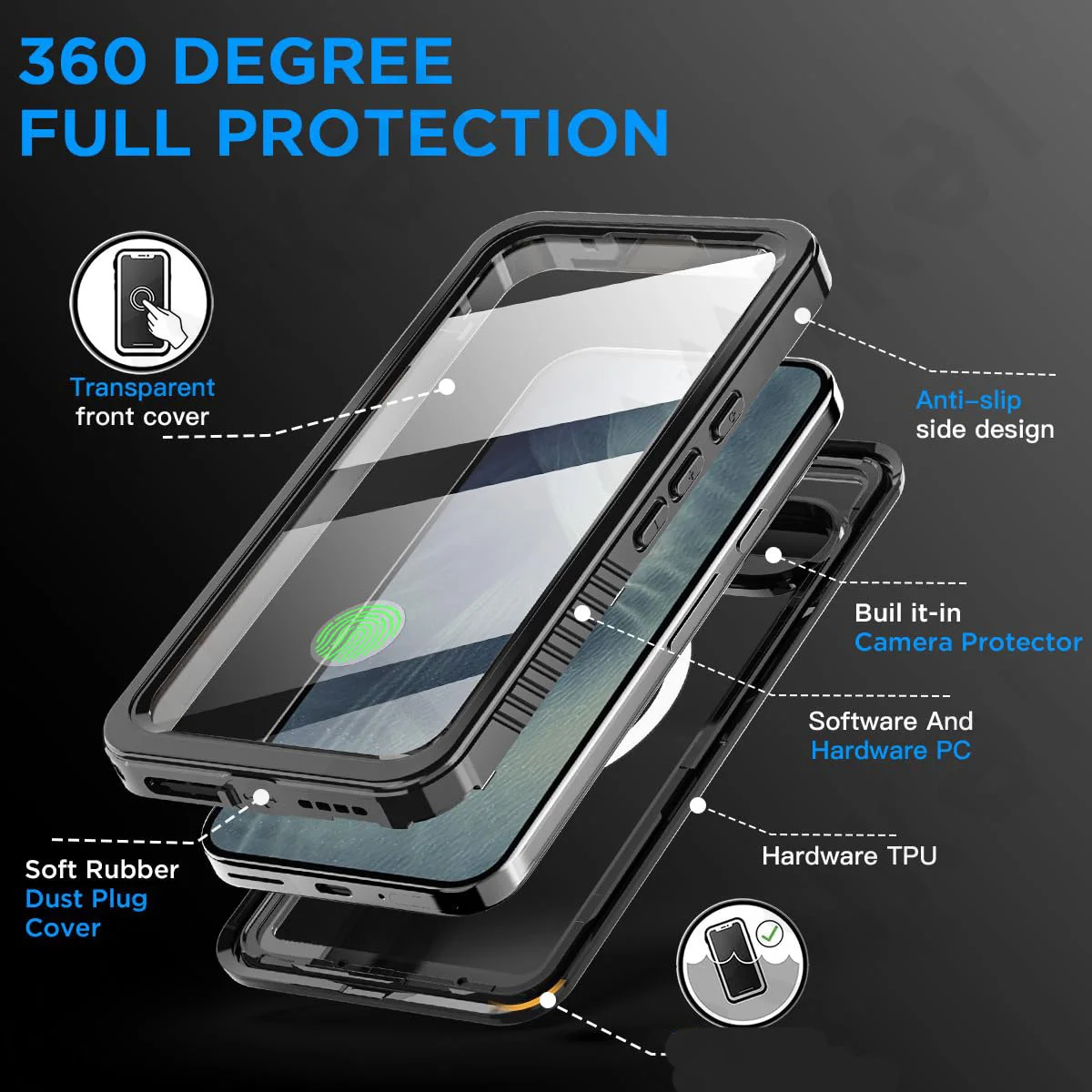 Premium IP68 Waterproof Metal Aluminum Swimming Phone Case - Luxury Underwater Protective Cover