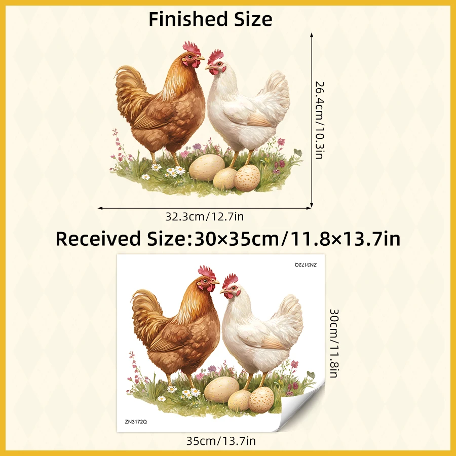 Double Sided Visibility Removable Windows Stickers Realistic Chicken Pattern Glass Decals 1pcs For Kitchen Living Room Decor