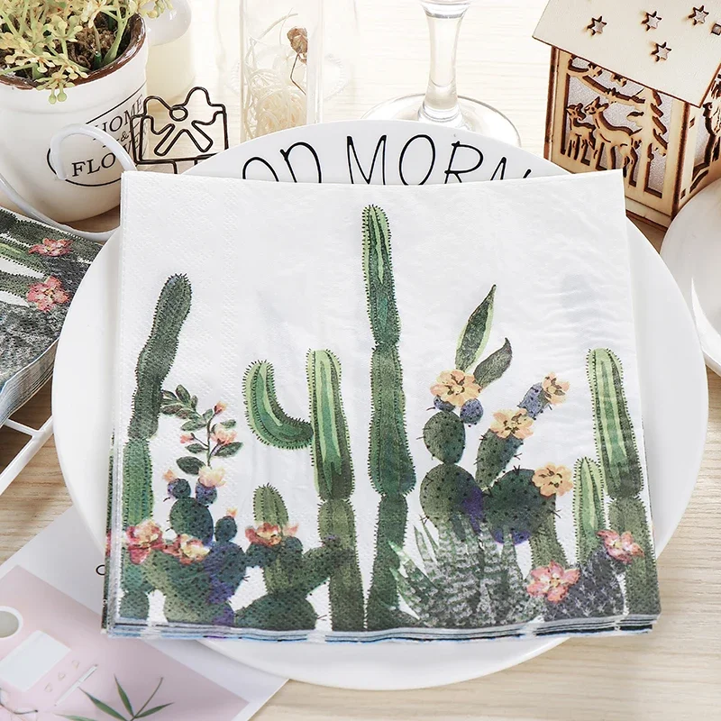 Cactus Colourful Printed Tissue Paper Birthday Festival Party Square Tissue Paper Lipstick Table Setting Placemat 20pcs/pa