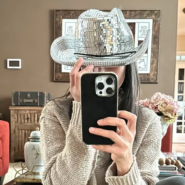 Disco Ball Cowboy Kalap Új Csillogó Tükör Üveg Diszkó Labda Klasszikus Golyó Divatlabda A És Cowgirl Számára - Image 3