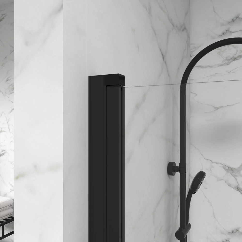 Bathtub Screen Panel Shower Door 180° Pivot, Black 5