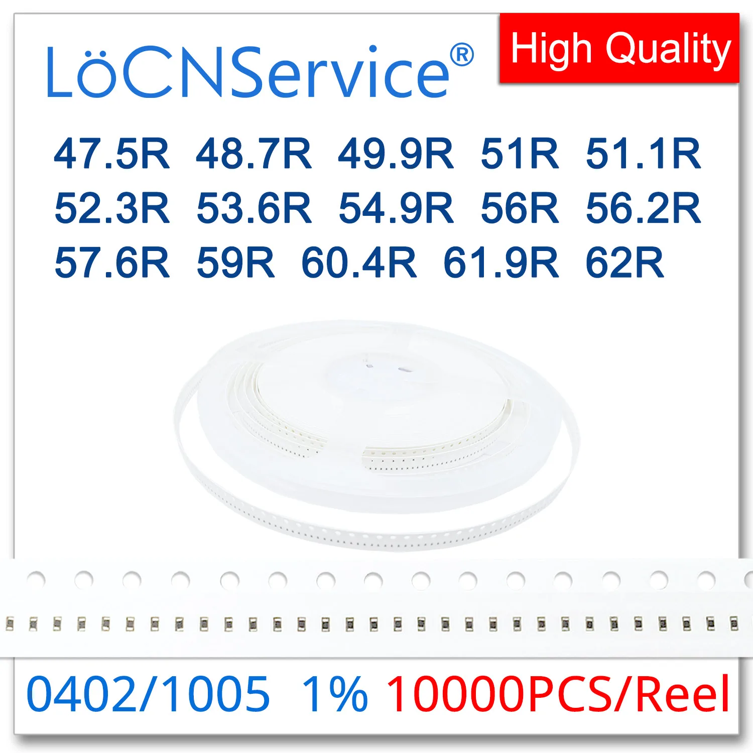 

LoCNService 0402 1% 10000PCS 47.5R 48.7R 49.9R 51R 51.1R 52.3R 53.6R 54.9R 56R 56.2R 57.6R 59R 60.4R 61.9R 62R 1005 Resistor OHM