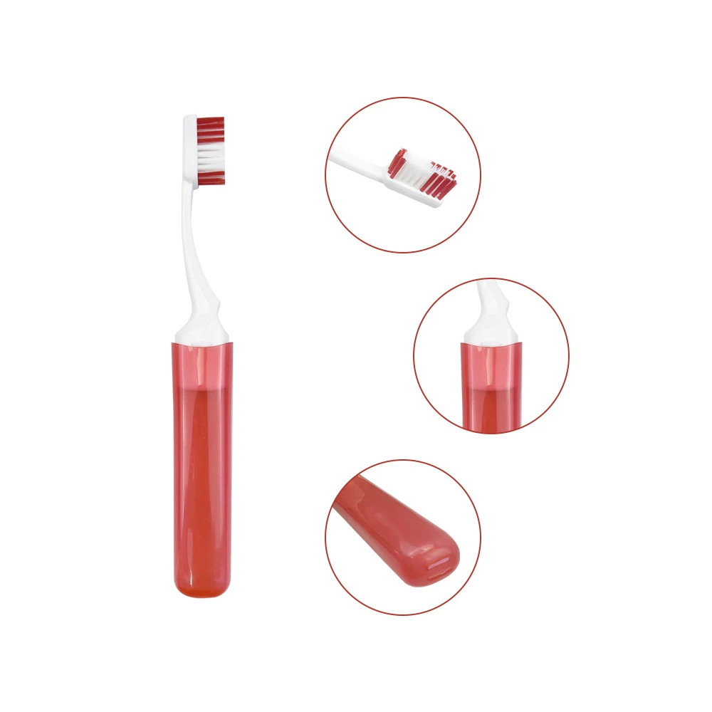 5pcs 미니 여행 칫솔 접이식 휴대용 작은 치과 브러시 접는 여행 성인 칫솔 투명 캔디 색상