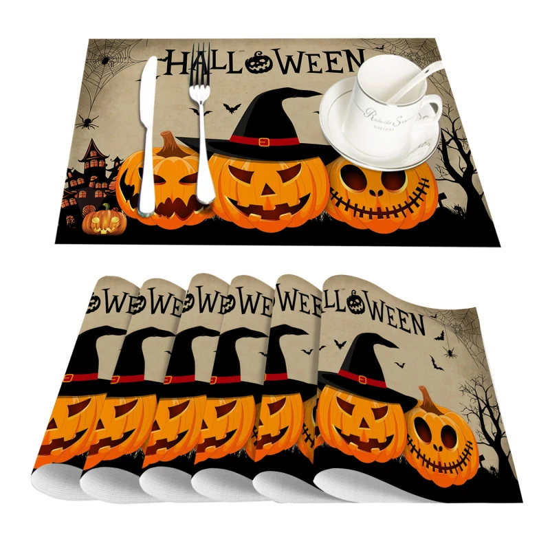 

Halloween Theme Horror Pumpkin Rectangle Tablecloth Holiday Party Decor Halloween Decorations Background Wall Covering