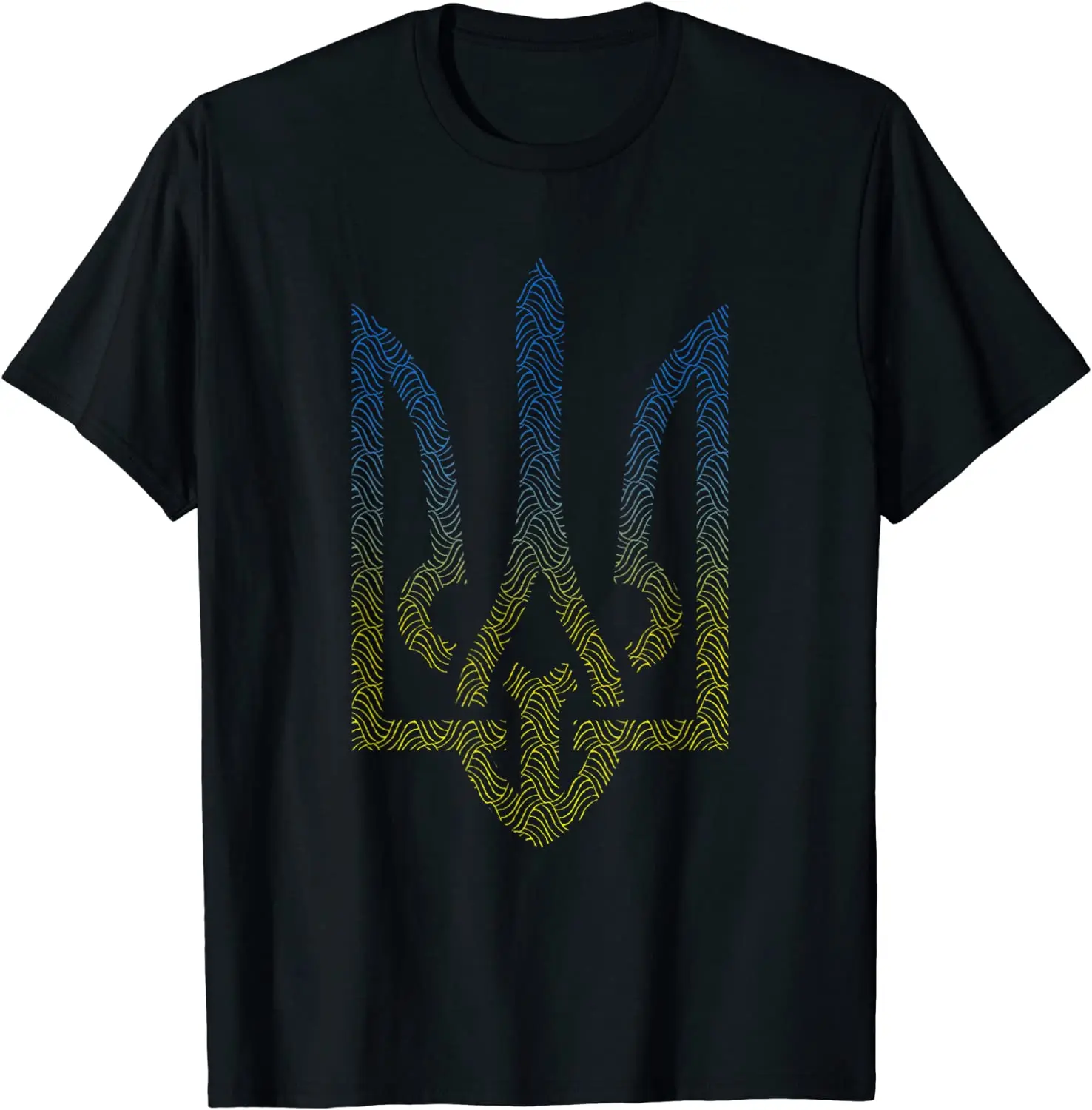 

Ukraine Flag and Trident Ukrainian Men T-Shirt Short Sleeve Casual 100% Cotton O-Neck Shirts Size S-3XL