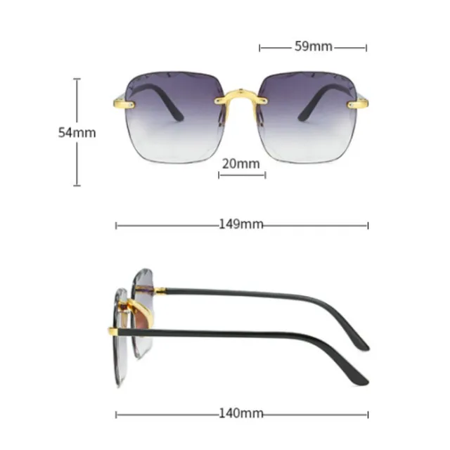 Gafas de sol sin montura para mujer, lentes gradientes de moda, Vintage, piernas de aleación, diseñador clásico, UV400, novedad de 2023 - Imagen 6
