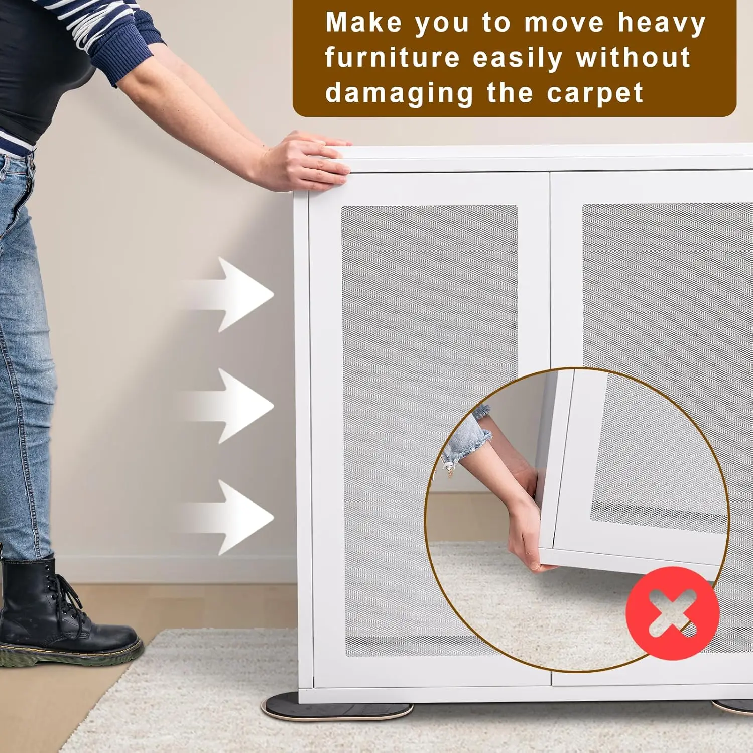 Set of 4/8 Durable Carpet Glide Pads – 9.5-Inch Floor Protectors for Effortless Movement of Heavy Furniture