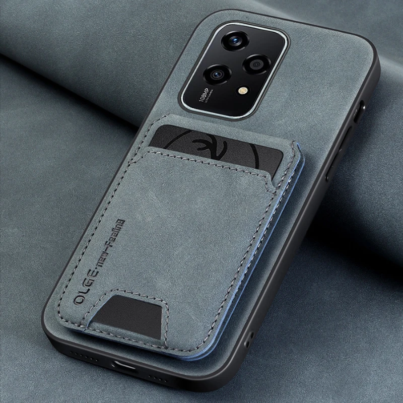 Solid Color Leather Wallet Phone Case with Card Slot and Shockproof Bracket