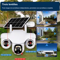 Caméra solaire 4G 3 PTZs, Protection de sécurité domestique intelligente pour l'extérieur, moniteur de Surveillance vidéo, alarme de détection humaine, caméras de vidéosurveillance IP 6
