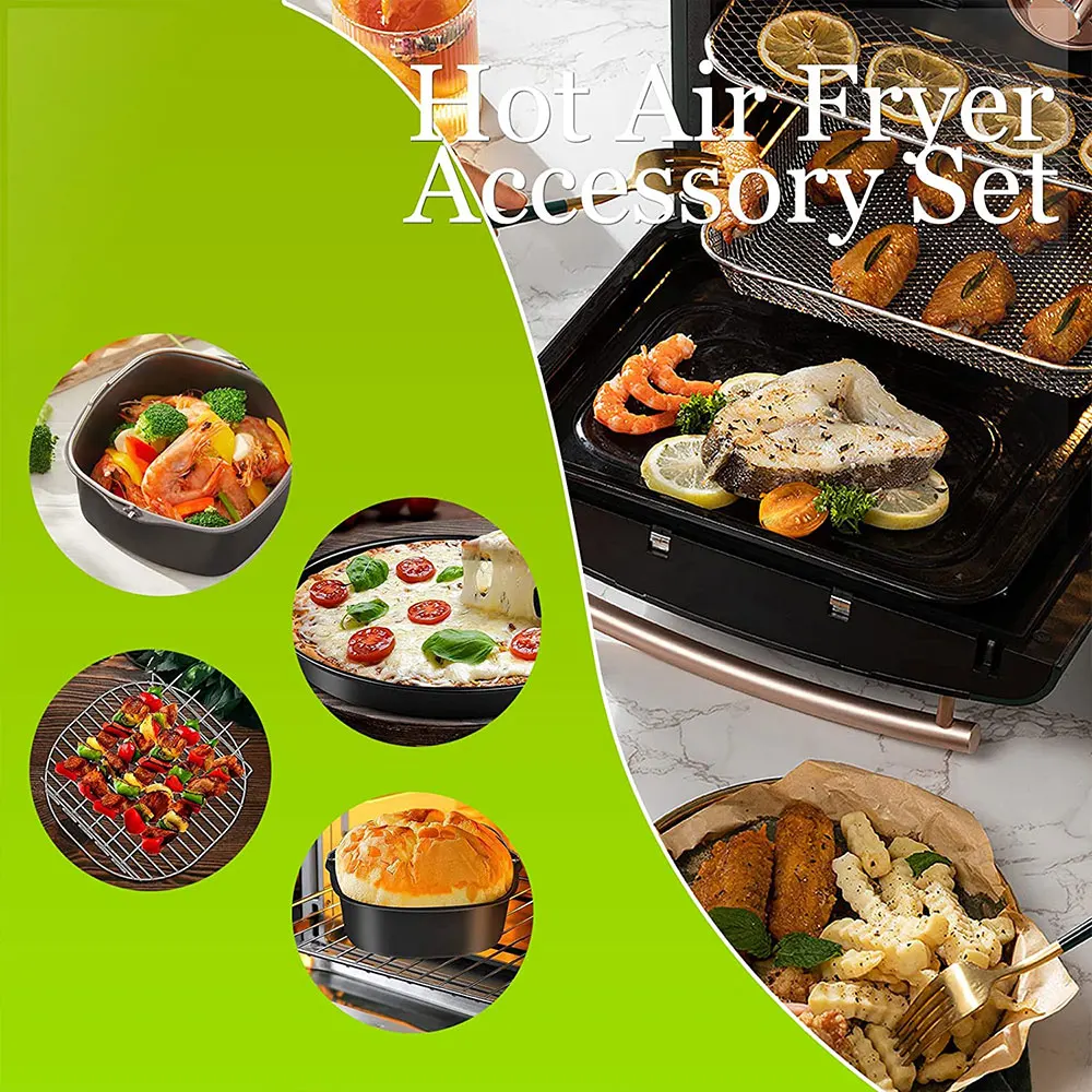 8pcs/set 7 Inch / 8 Inch Air Fryer Accessories for Gowise Phillips Cozyna  and Secura Fit all Airfryer 3.7 4.2 5.3 5.8QT