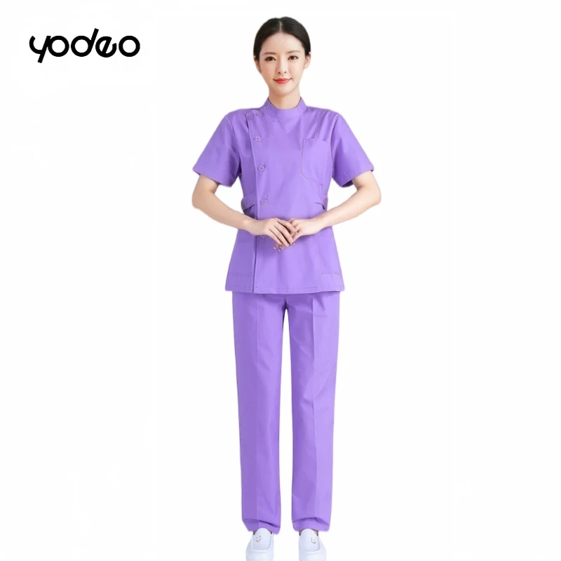 Medical nurse standing collar summer short sleeved beauty salon nurse clothes long sleeved slim fit medical staff work clothes
