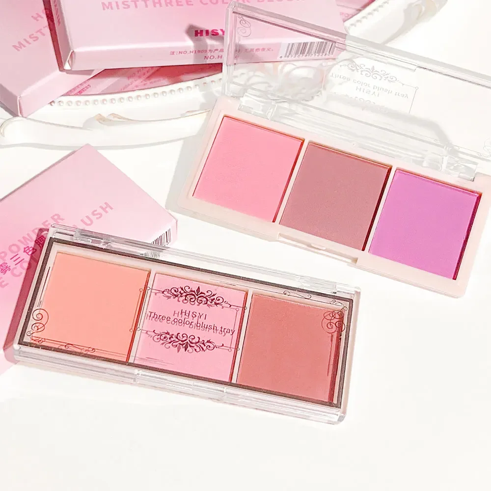 3-Color Cheek Red Plate Nude Makeup Natural Matte Milk Tea Orange Eye Shadow Makeup Lasting High Color Rendering Invisible