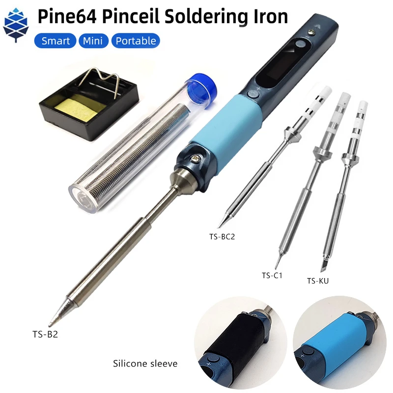 electronics soldering kit Pine64 Pinecil Smart Mini Portable Soldering Iron Dual Power USB-C DC5525 DC Jack Welding Tool with B2 BC2 KU C1 Tip electronics soldering kit