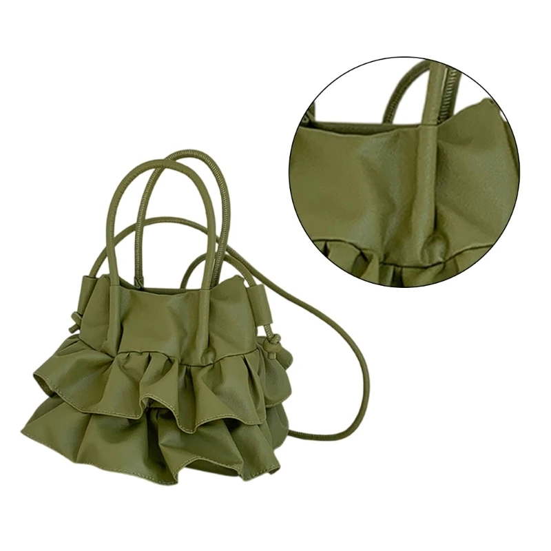 Elegant Korean Bucket Bag Shoulder Purse Pleated Texture PU Crossbody Pack