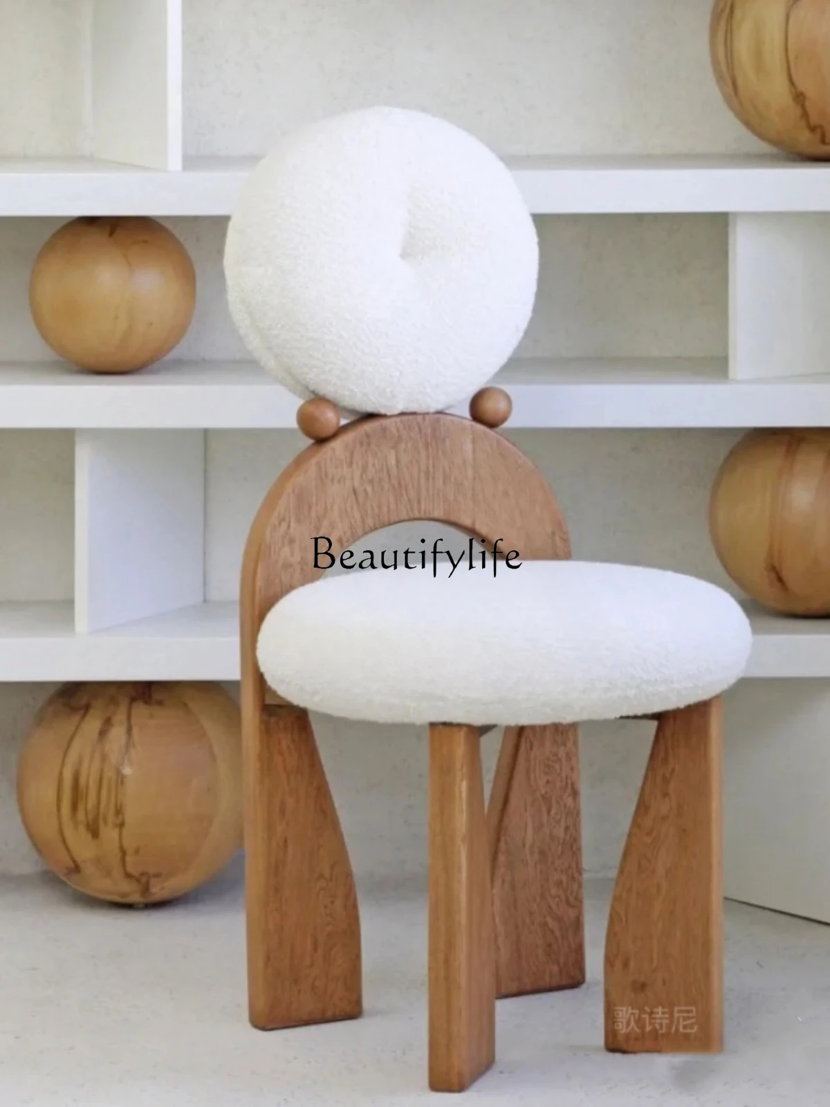 

Household Solid Wood Dining Chair Design Mid-Ancient Backrest Make-up Chair