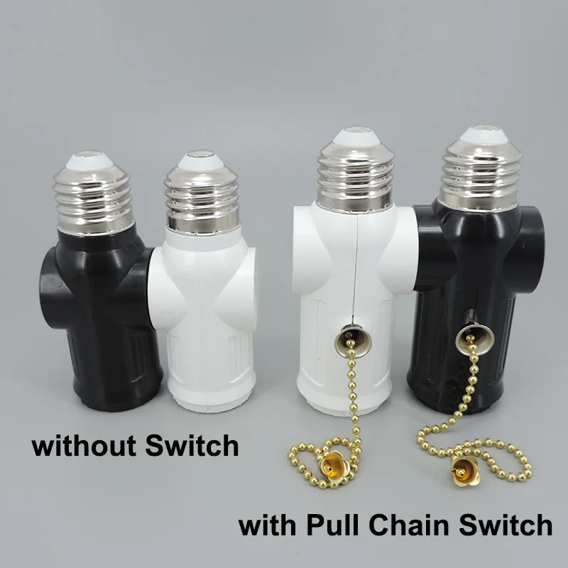 

White Black US power plug to E27 E26 to US Bulb Adapter Lamp Holder Base Socket Light Pull Chain Switch America Conversion