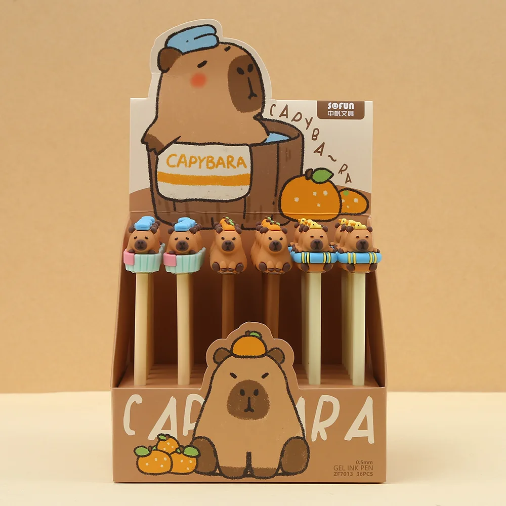 3 Stks/partij 0.5Mm Kawaii Capybara Gel Pennen Handtekening Pen School Kantoor Schrijfbenodigdheden Cadeau Briefpapier Art Deco Pennen