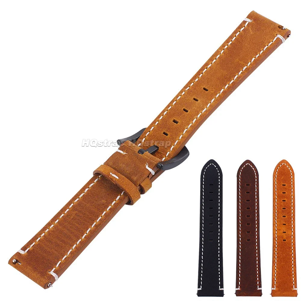 Vintage Soft Leather Watch Band – Retro Style with Quick Release