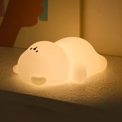 Portable Silicone Nursery Night Light - USB Rechargeable Bedside Lamp for Kids with Adjustable Brightness (Warm White)
