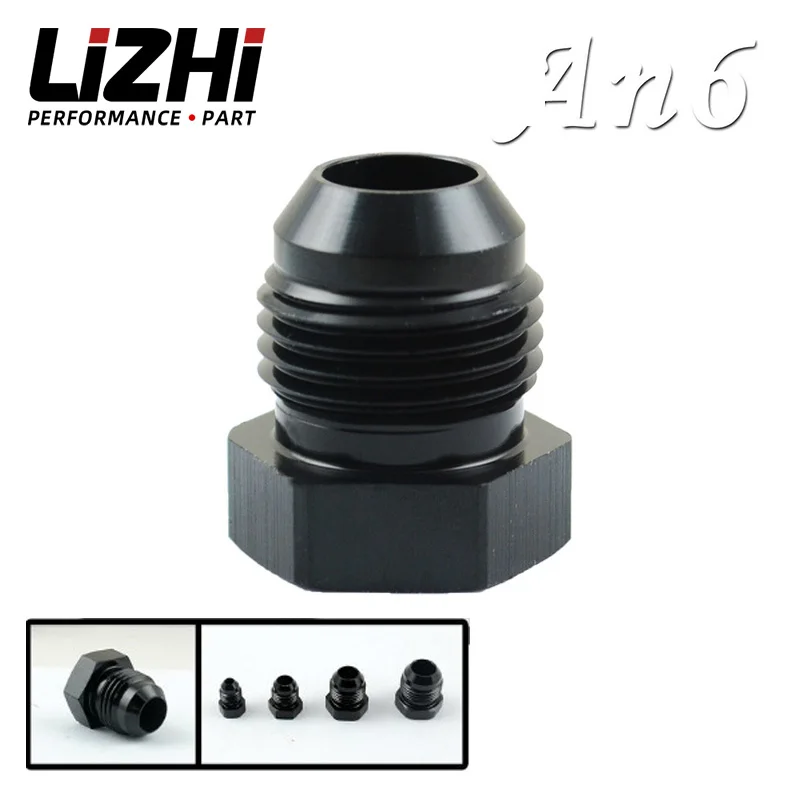 LIZHI RACING - AN6-6 BLACK ALUMINUM AN HEX HEAD MALE FLARE PLUG LZ-SL806-06-021