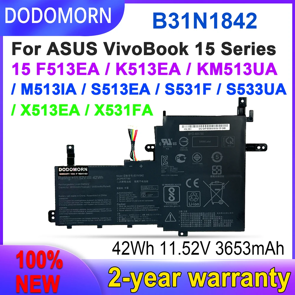 

DODOMORN 100% новый аккумулятор B31N1842 для ASUS VivoBook F513EA F513EP F513IA K513E K513EA K513EP KM513UA M513IA M513UA S513EA S513F