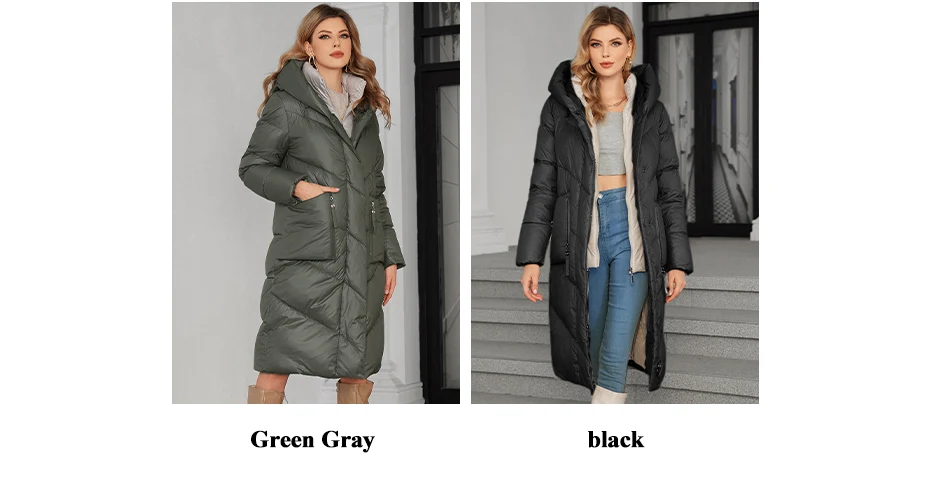 ICEbear 2024 Women's Down Jacket Long Cap Lining Clip 2 Pieces Warm Soft Large Pocket Zipper Comforter Women's Jacket GWD4568I