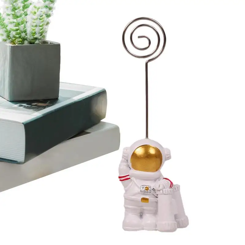

Astronaut Business Card Holder Photo Display Clips Creative Golden Photo Place Clip Mini Resin Cute Astronaut Picture Clips