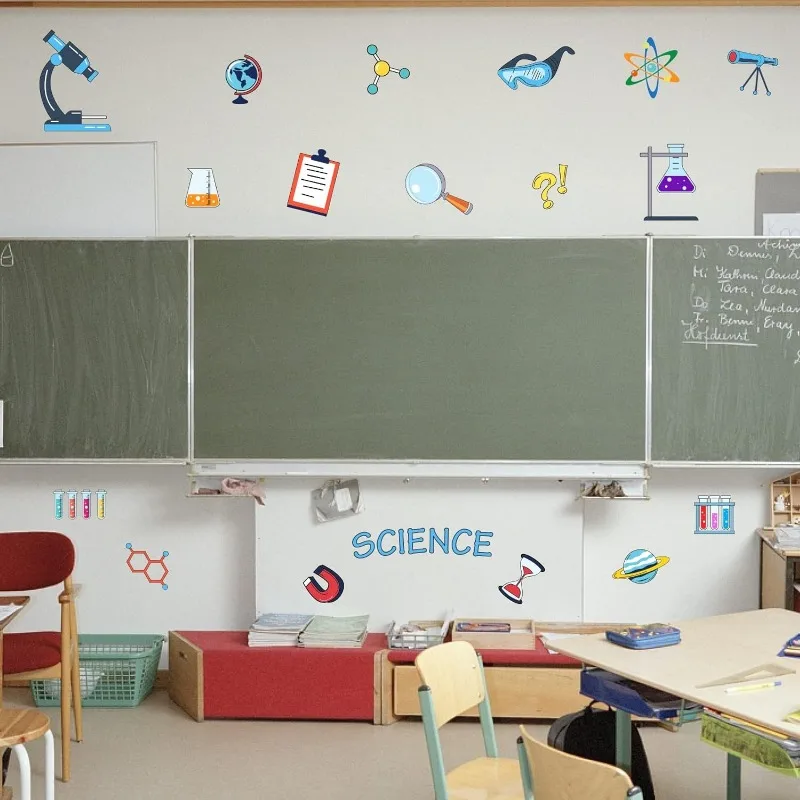 Wall stickers self adhesive stickers kitchen wall sticker 23Count Science Element Theme Wall Sticker Science Lab Supplies Pattern Wall Decal Peel PVC Decoration Stickers for Kitchen
