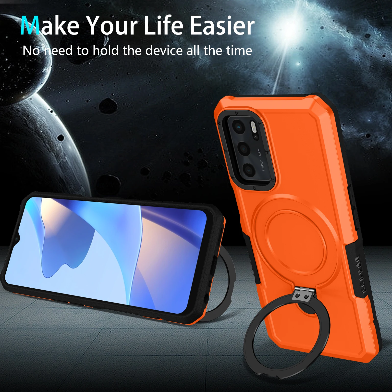 Shockproof Armor Ring Stand Case with Enhanced Durability and Versatile Design