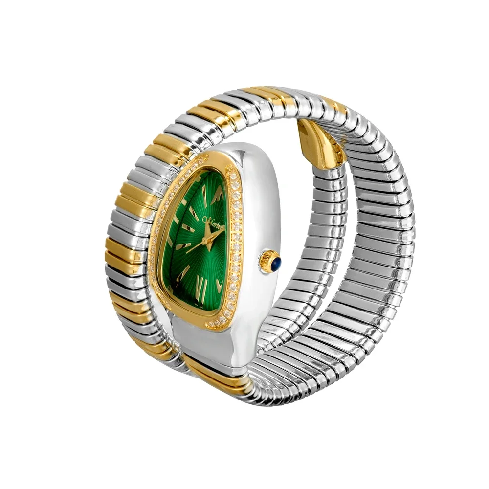 Free Dropshipping Snake Shape Quartz Watch for Women Womens Watches Hip Hop Diamond Ladies Watches Silver Gold Bangle Wristwatch
