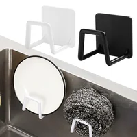 1-6PCS Kitchen Organizer Sponger Holder Punch-free Sink Drain Sponge Holder Wire Ball Rag Brush Organizer Wall Hook Kitchen Tool 1