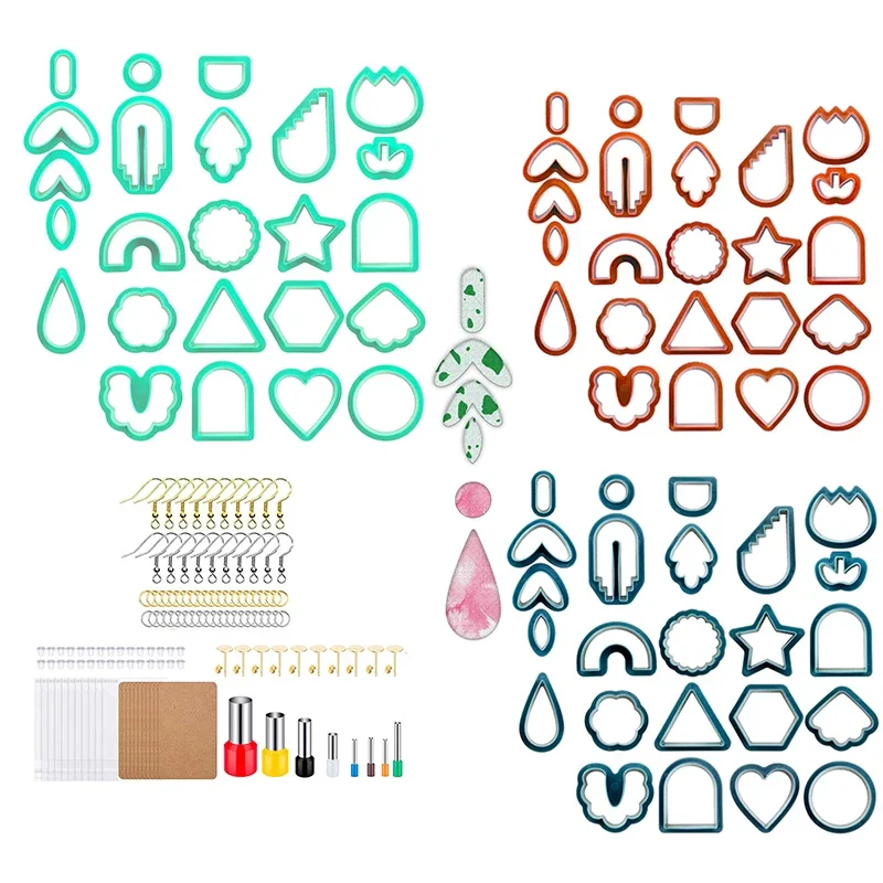 Polymer Clay Cutters Set,24 Shapes Clay Cutters with 118 Earrings  Accessories for Polymer Clay Jewelry Making