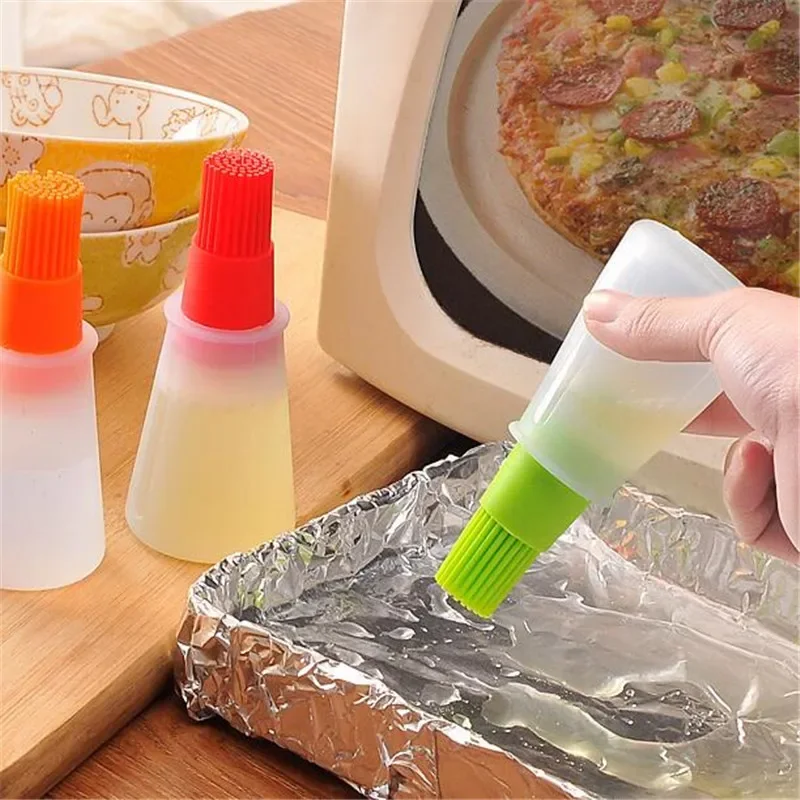1Pcs Silicone Oil Bottle Baking Brush Liquid Oil Honey Brushes Barbecue Tool Portable Basting Pancake Kitchen Cooking BBQ Tool