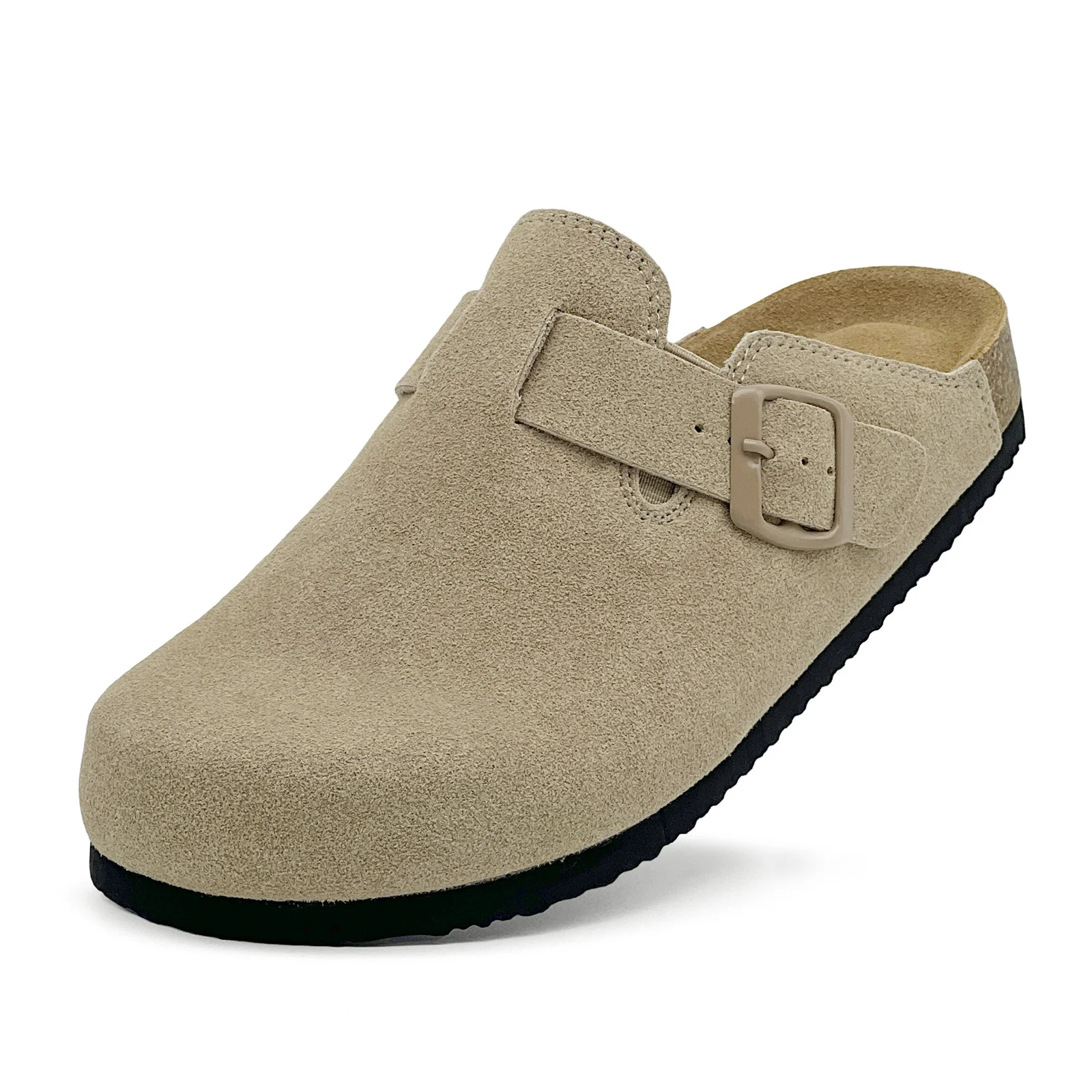 Kids Suede Clogs Little Big Boys Girls Boston Sandals Slip On Genuine Suede Cork Classic Adjustable Footbed Potato Shoes