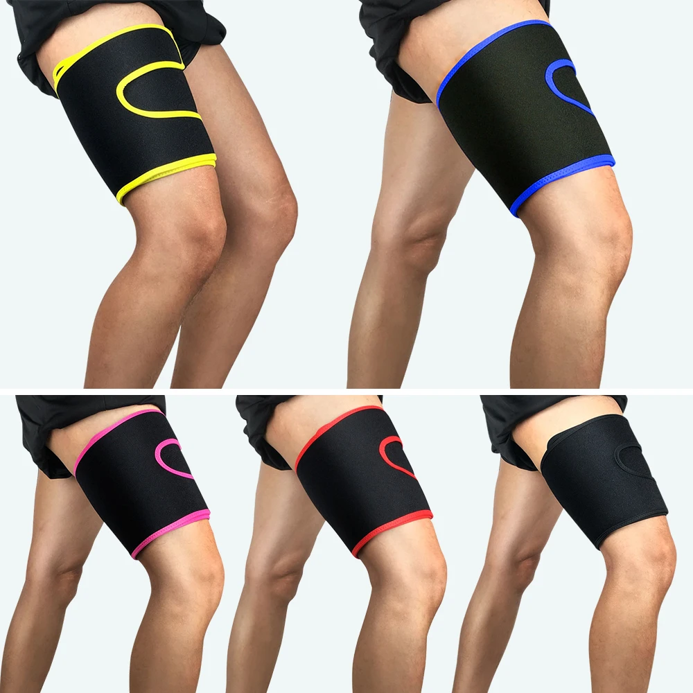 Thigh Support Brace Adjustable Compression Thigh Sleeve with Non-Slip Nylon  Button for Sore Hamstring, Groin & Quad Support