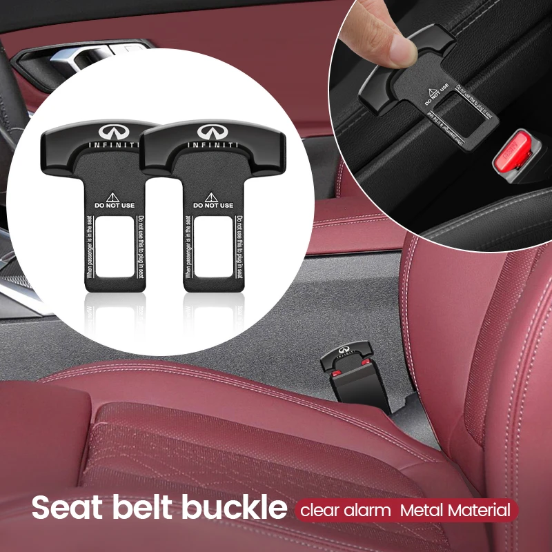 2Pcs Metal Car Emblem Seat Belt Insert Clip Seat Silent Safety Buckle