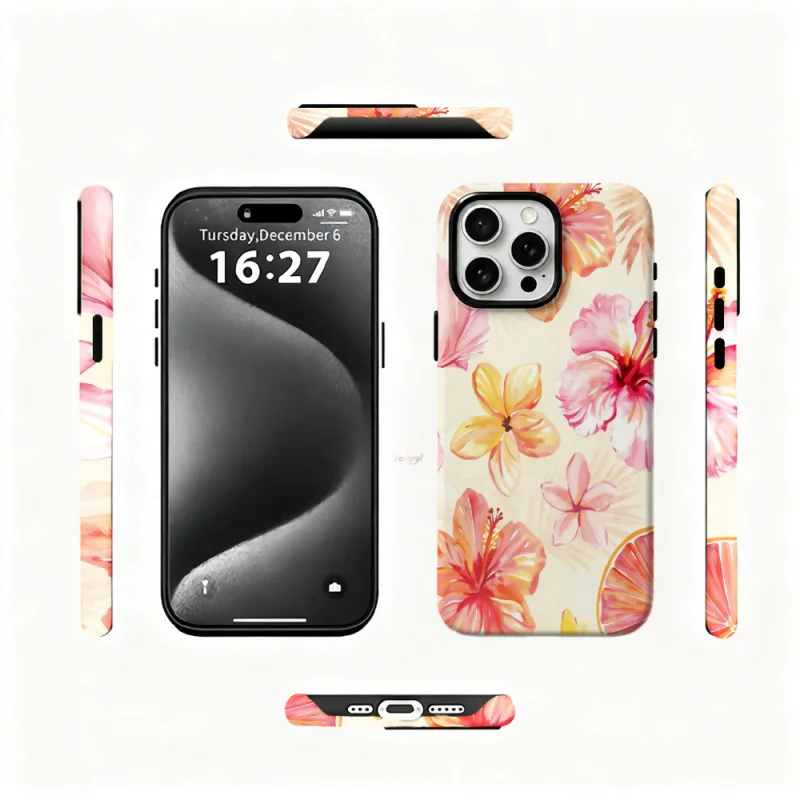 Floral Pattern Phone Case with Drop Protection - Elegant and Sophisticated Design