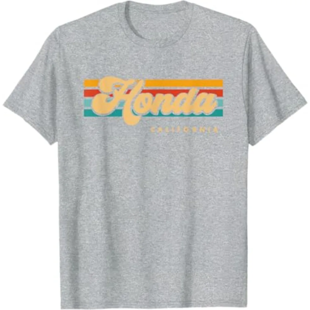 혼다 남성 및 여성 티셔츠 빈티지 선셋 스트라이프 티 여름 라이딩 오프로드 반팔 봄 오토바이 레이싱 탑