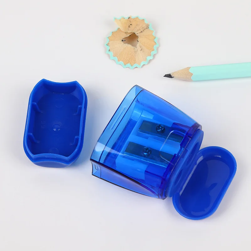 Double-hole Pencil Sharpener Cute Kids' Plastic Sharpener with Cover pencil sharpener