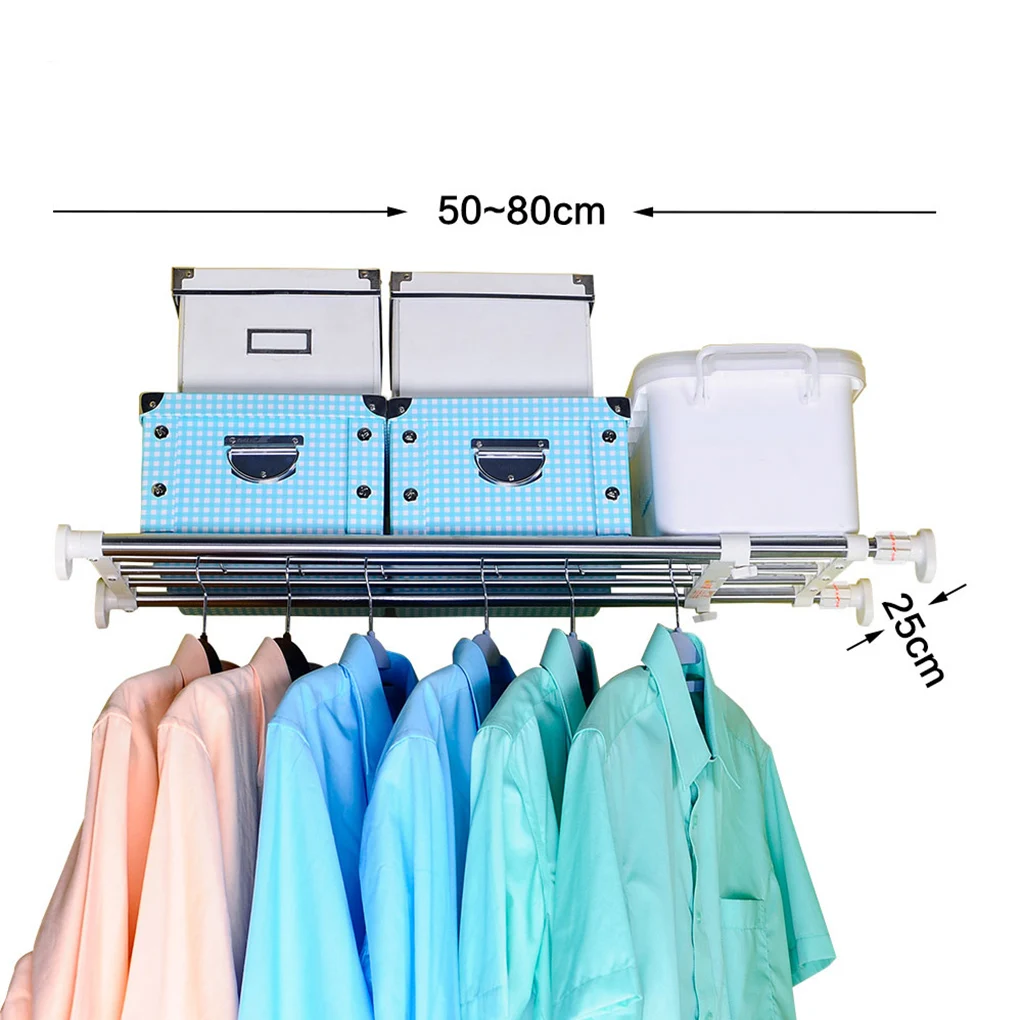 

BYN 5 Poles Expandable Storage Rack Organizer 50-80cm for Bathroom Wardrobe Kitchen Space Saver DQ0778-5