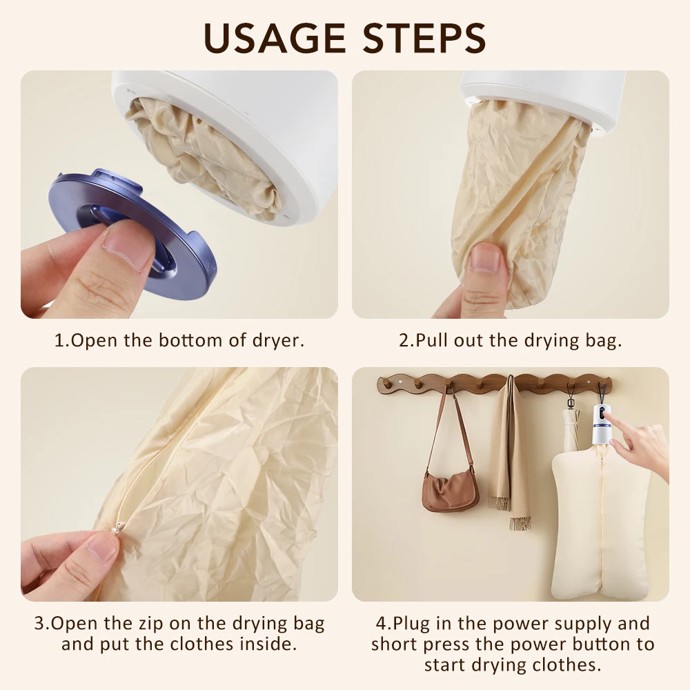 Electric Portable Clothes Dryer Foldable Drying Machine for Home Travel Clothing Fabric Dryer Convenient Clothing Dryer