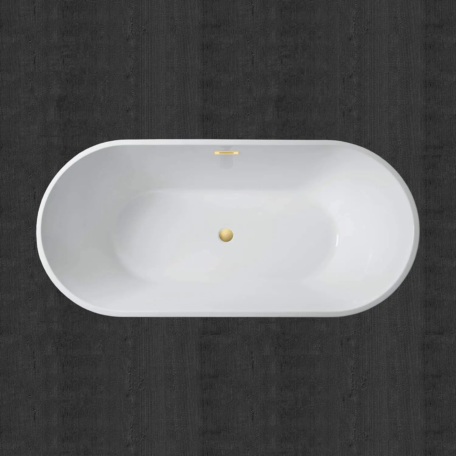 Acrylic Freestanding Bathtub Contemporary Soaking White Tub with Brushed Gold Overflow and Drain Easy to clean bathtub 5