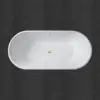Acrylic Freestanding Bathtub Contemporary Soaking White Tub with Brushed Gold Overflow and Drain Easy to clean bathtub 5
